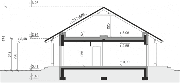 Rzut projektu Dom przy Bukowej 43 - Przekrój