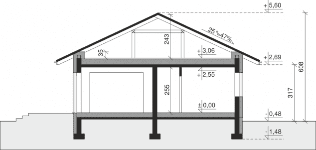 Rzut projektu Dom przy Pastelowej 27 - Przekrój