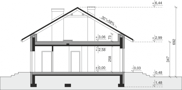 Rzut projektu Dom przy Bukowej 46 - Przekrój