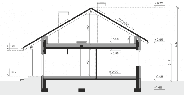 Rzut projektu Dom przy Przyjemnej 34 - Przekrój