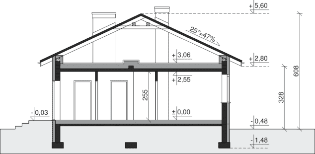 Rzut projektu Dom przy Przyjemnej 36 - Przekrój