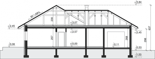 Rzut projektu Dom przy Bajecznej 3 - Przekrój