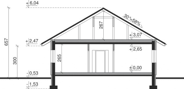 Rzut projektu Dom przy Sadowej 3 - Przekrój