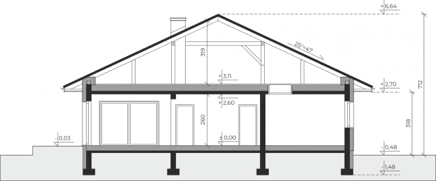Rzut projektu Dom przy Rubinowej 9 - Przekrój