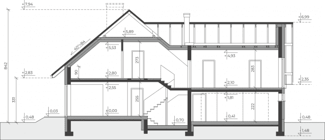 Rzut projektu Dom przy Cyprysowej 67 - Przekrój