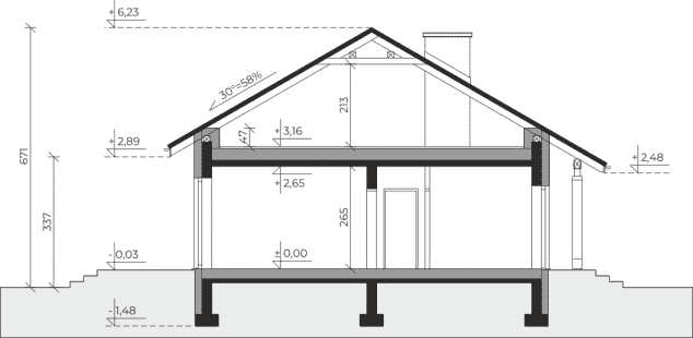 Rzut projektu Dom przy Bukowej 52 - Przekrój
