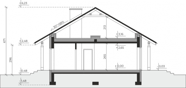 Rzut projektu Dom przy Bukowej 53 - Przekrój