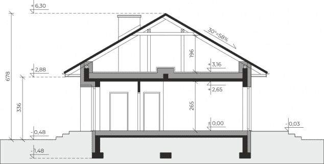 Rzut projektu Dom przy Klonowej 7 - Przekrój