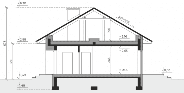 Rzut projektu Dom przy Klonowej 8 - Przekrój
