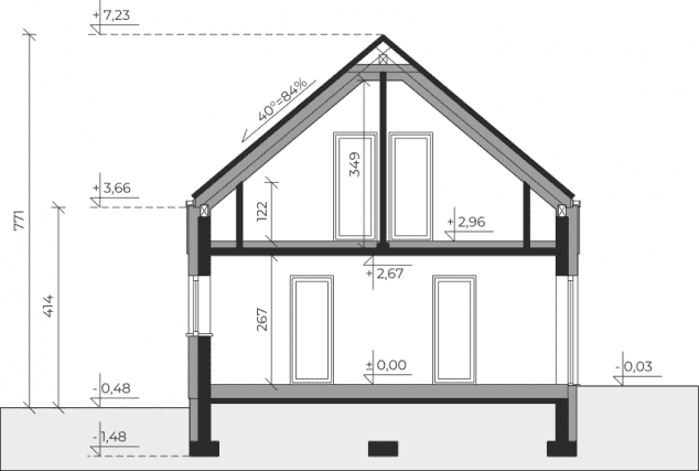 Rzut projektu Dom przy Imbirowej 8 - Przekrój