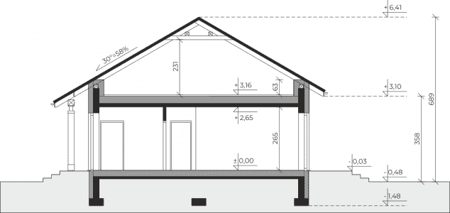 Rzut projektu Dom przy Bukowej 57 - Przekrój