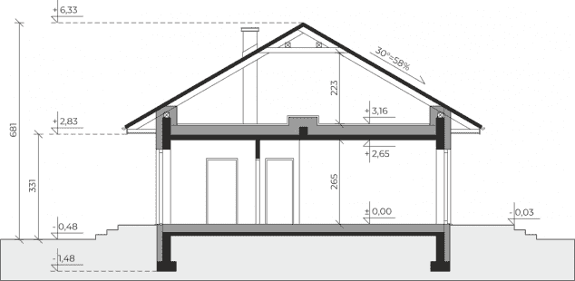 Rzut projektu Dom przy Bukowej 58 - Przekrój