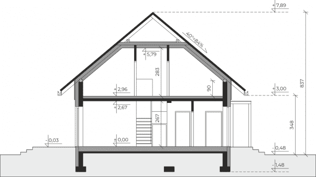 Rzut projektu Dom przy Cyprysowej 70 - Przekrój