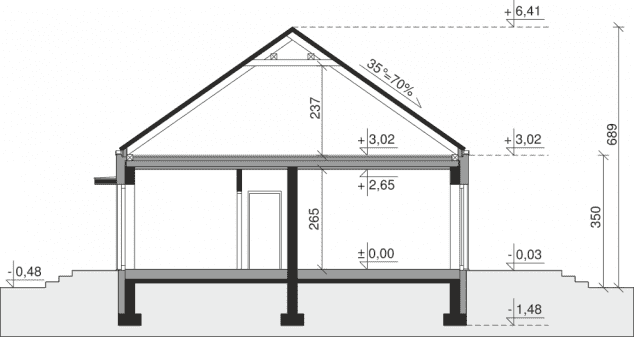 Rzut projektu Dom przy Olchowej - Przekrój