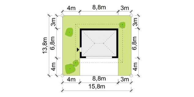 Rzut projektu Vehiculum VII G2 - Usytuowanie na działce