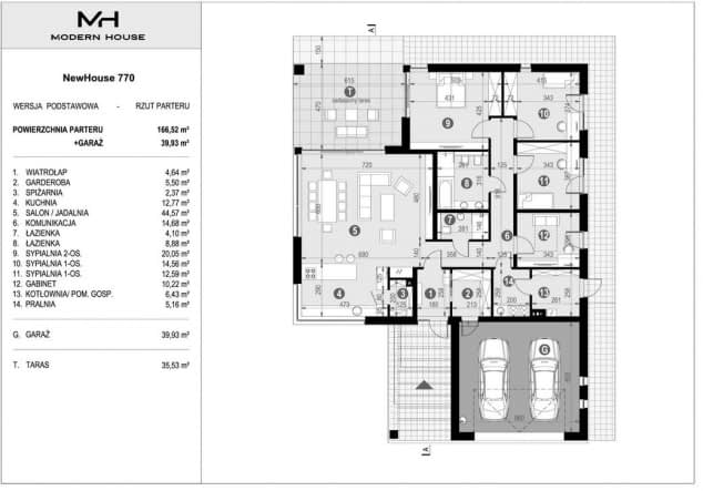 Rzut projektu NewHouse 770 - Rzut parteru