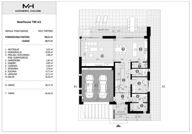 Rzut projektu NewHouse 790 w3 - Rzut parteru