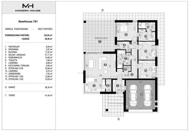 Rzut projektu NewHouse 761 - Rzut parteru