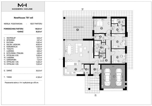 Rzut projektu NewHouse 761 w5 - Rzut parteru