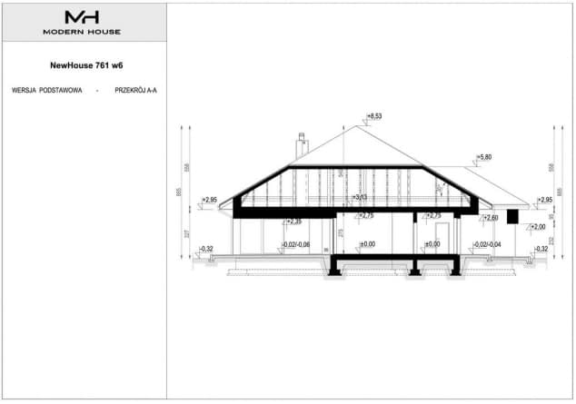 Rzut projektu NewHouse 761 w6 - Przekrój