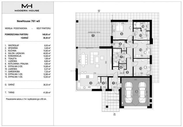 Rzut projektu NewHouse 761 w5 - Rzut parteru