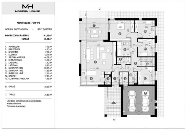 Rzut projektu NewHouse 770 w3 - Rzut parteru