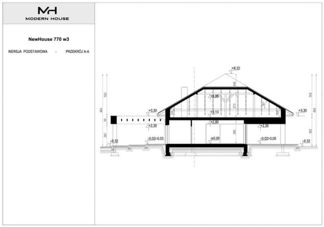 Rzut projektu NewHouse 770 w3 - Przekrój