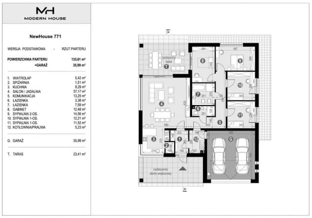 Rzut projektu NewHouse 771 - Rzut parteru