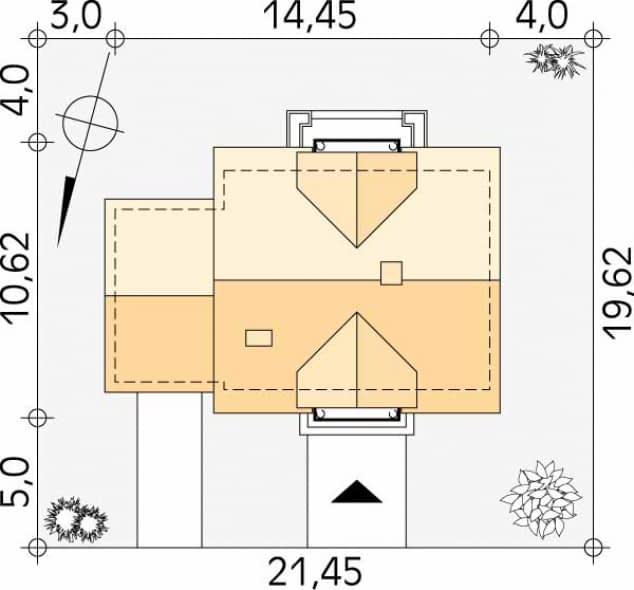 Rzut projektu Azalia 4 (CE) - Usytuowanie na działce