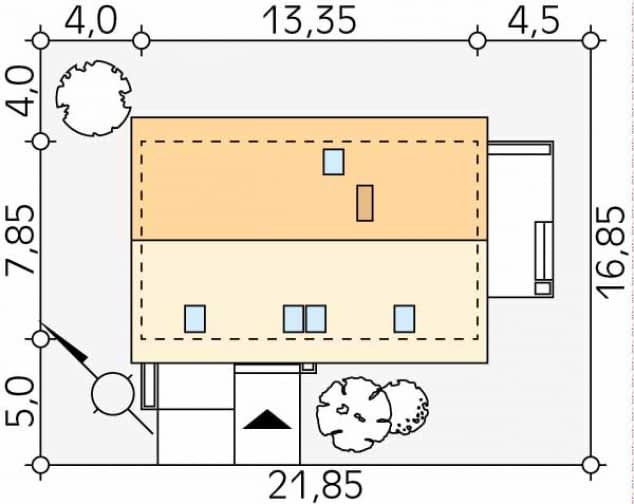 Rzut projektu Alicja 2 (CE) - Usytuowanie na działce