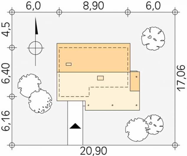 Rzut projektu Best 3 dr-S (DR-S) - Usytuowanie na działce
