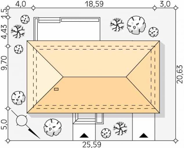 Rzut projektu Gwiazdka 6 (CE) - Usytuowanie na działce