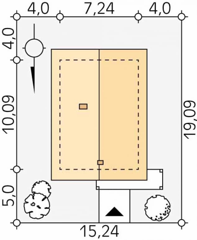 Rzut projektu Zeo 2 (KO) - Usytuowanie na działce