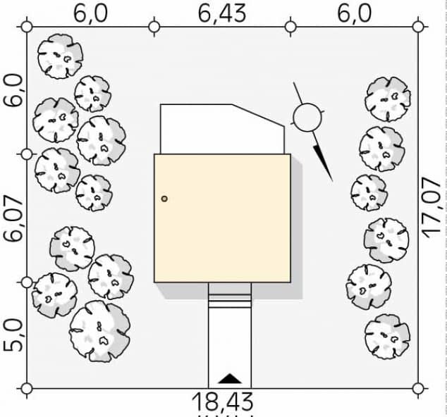 Rzut projektu Szyszka 2 dr-S (DR-S) - Usytuowanie na działce
