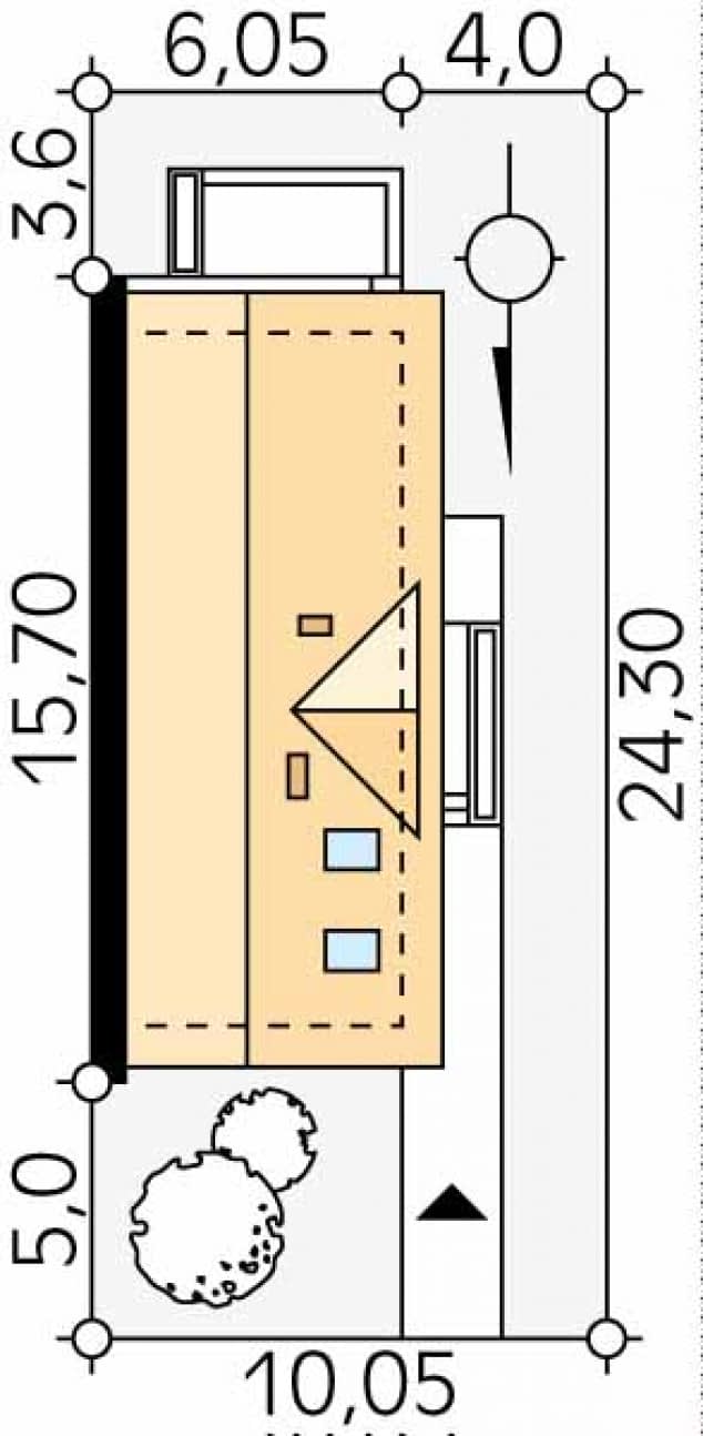Rzut projektu Dalia (CE) - Usytuowanie na działce