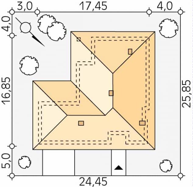 Rzut projektu Feniks 2 (CE) - Usytuowanie na działce