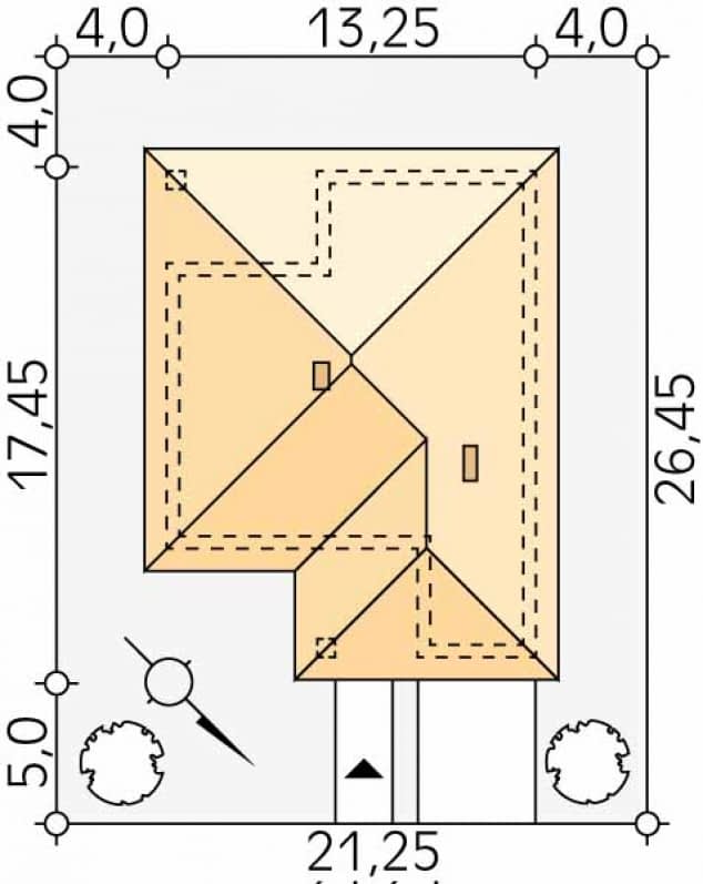 Rzut projektu Decyma 7 (CE) - Usytuowanie na działce