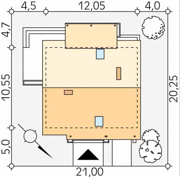 Rzut projektu Jabłoń 2 (CE) - Usytuowanie na działce