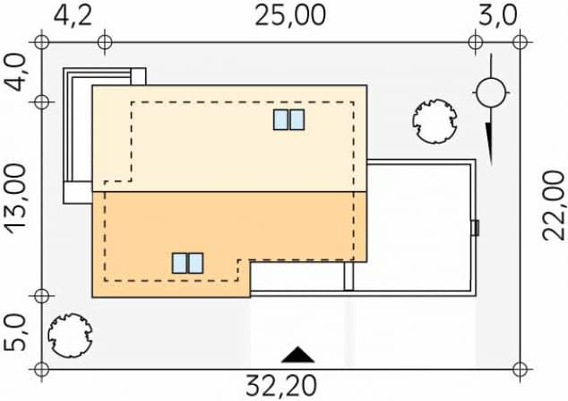 Rzut projektu Onyks 4 (SI) - Usytuowanie na działce