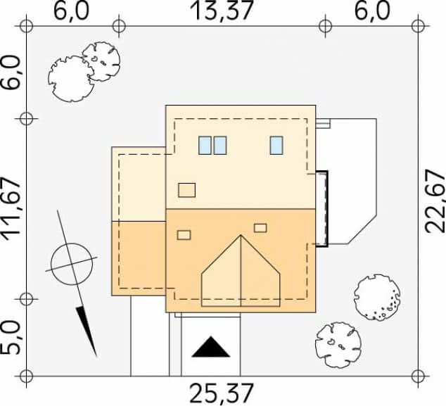 Rzut projektu Boguśka dr-S (DR-S) - Usytuowanie na działce