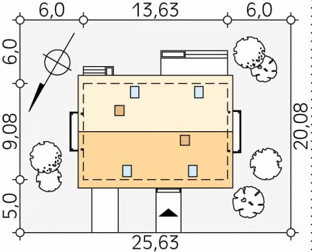 Rzut projektu Wiśnia dr-ST (DR-ST) - Usytuowanie na działce