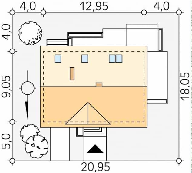 Rzut projektu Calineczka 3 (CE) - Usytuowanie na działce