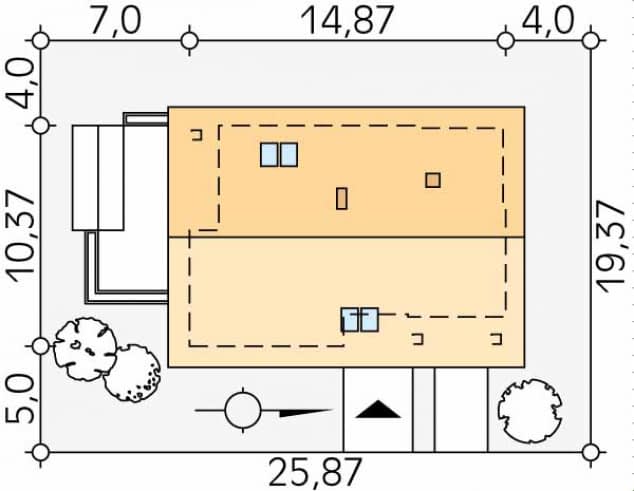 Rzut projektu Storczyk (CE) - Usytuowanie na działce