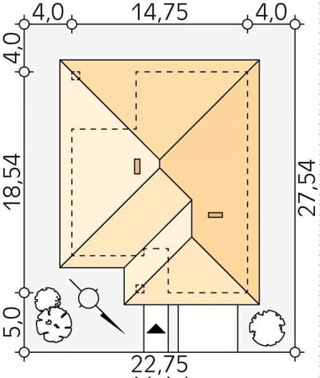 Rzut projektu Decyma (CE) - Usytuowanie na działce