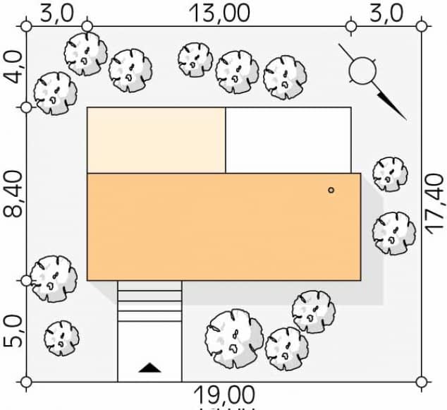 Rzut projektu Śmiałek dr-S (DR-S) - Usytuowanie na działce