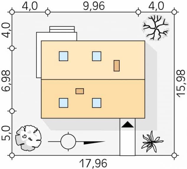 Rzut projektu Groszek 2 (KO) - Usytuowanie na działce