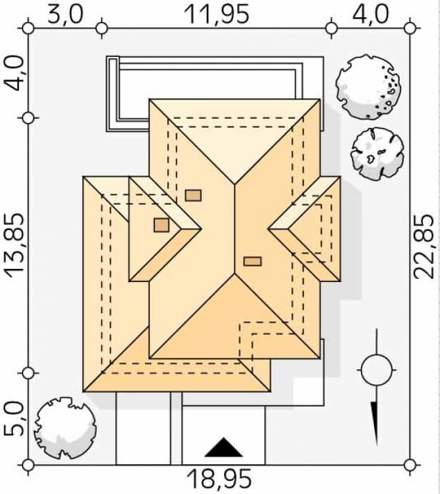 Rzut projektu Cyprys 9 (CE) - Usytuowanie na działce