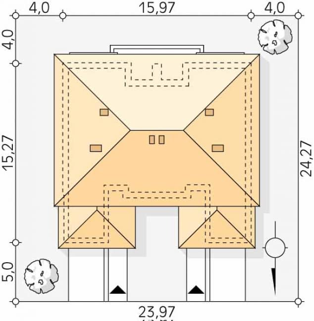 Rzut projektu Purpurowy (CE) - Usytuowanie na działce