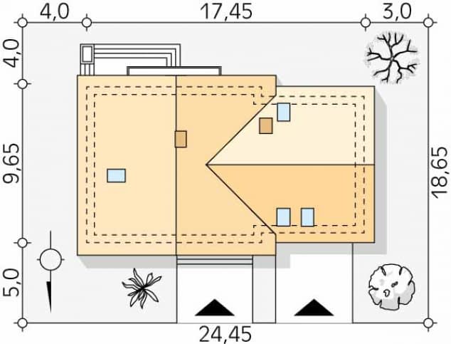 Rzut projektu Wolta (CE) - Usytuowanie na działce