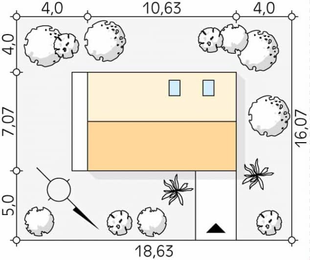 Rzut projektu Porfir 2 (CE) - Usytuowanie na działce